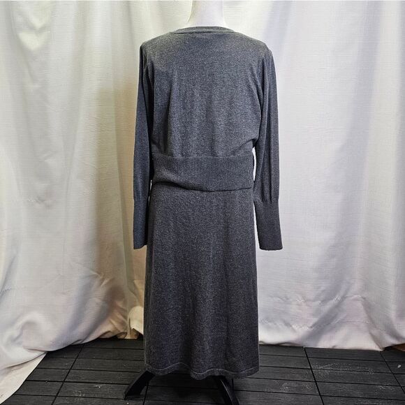 Calvin Klein Gray Layered Long Sleeve Knit Sweater Dress Size Large - Picture 6 of 9